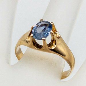NATURAL BLUE SAPPHIRE YELLOW GOLD